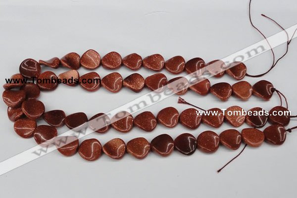 CTW22 15.5 inches 16mm twisted coin goldstone beads wholesale