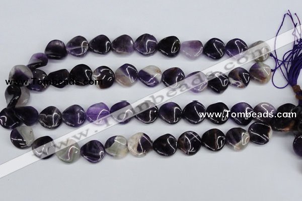 CTW23 15.5 inches 16mm twisted coin amethyst beads wholesale