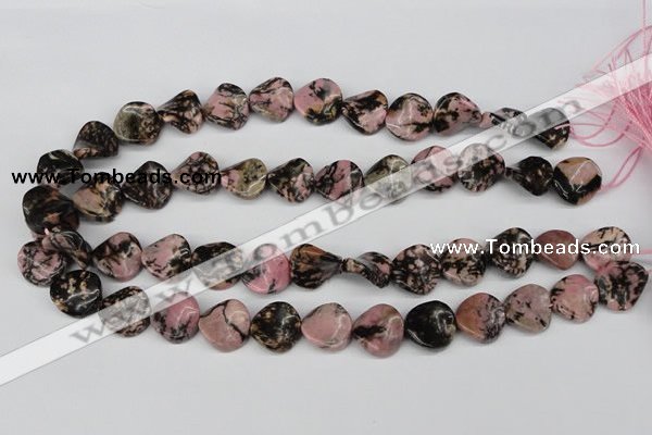 CTW24 15.5 inches 16mm twisted coin rhodonite beads wholesale