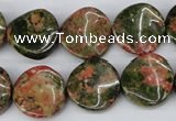 CTW26 15.5 inches 16mm twisted coin unakite gemstone beads wholesale