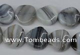 CTW27 15.5 inches 16mm twisted coin botswana agate beads wholesale