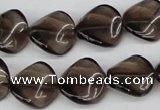 CTW28 15.5 inches 16mm twisted coin smoky quartz beads wholesale