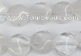 CTW29 15.5 inches 16mm twisted coin white crystal beads wholesale