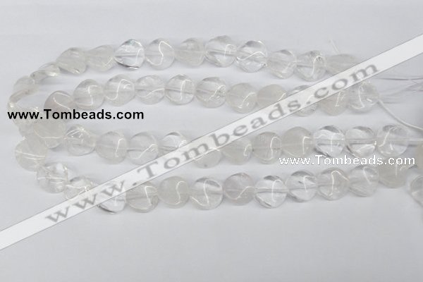 CTW29 15.5 inches 16mm twisted coin white crystal beads wholesale