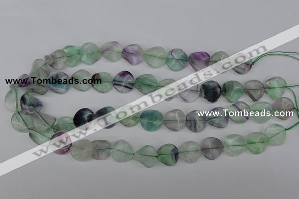 CTW30 15.5 inches 16mm twisted coin fluorite beads wholesale