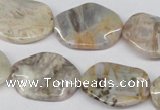 CTW303 15.5 inches 18*25mm wavy oval bamboo leaf agate beads