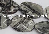 CTW305 15.5 inches 20*30mm wavy oval black water jasper beads