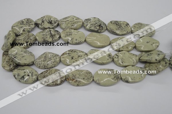 CTW306 15.5 inches 20*30mm wavy oval artistic jasper beads