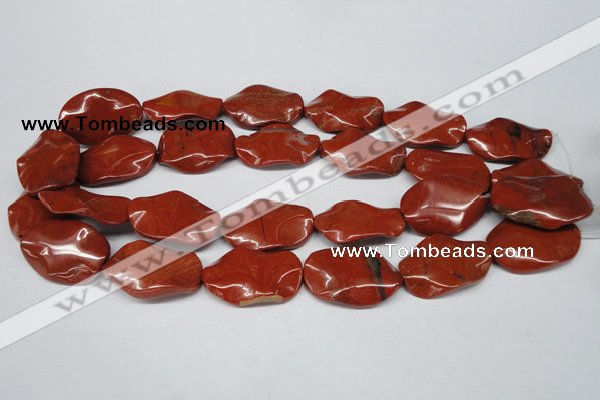 CTW308 15.5 inches 20*30mm wavy oval red jasper gemstone beads