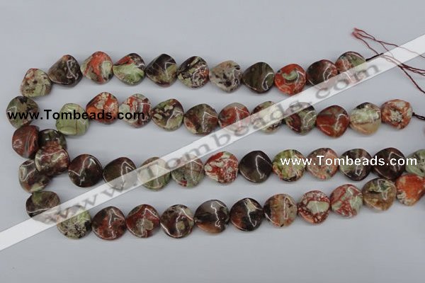 CTW31 15.5 inches 16mm twisted coin rainforest agate beads wholesale