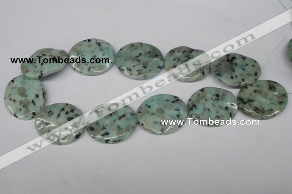 CTW313 15.5 inches 30*35mm wavy oval sesame jasper gemstone beads