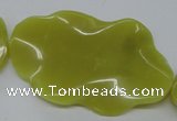 CTW315 15.5 inches 40*60mm wavy oval olive jade gemstone beads