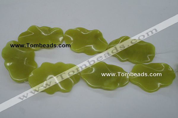 CTW315 15.5 inches 40*60mm wavy oval olive jade gemstone beads