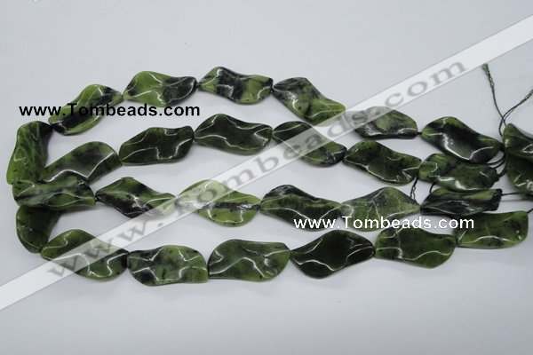 CTW318 15.5 inches 15*30mm wavy marquise Canadian jade beads
