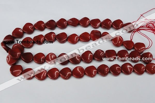 CTW32 15.5 inches 16mm twisted coin red jasper beads wholesale