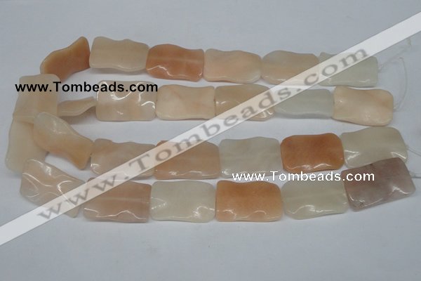 CTW322 15.5 inches 20*30mm wavy rectangle pink aventurine jade beads