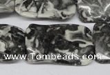 CTW323 15.5 inches 20*30mm wavy rectangle black & white jasper beads