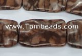 CTW324 15.5 inches 20*30mm wavy rectangle red line jasper beads