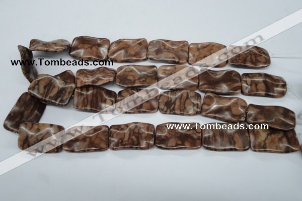 CTW324 15.5 inches 20*30mm wavy rectangle red line jasper beads