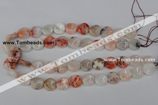 CTW33 15.5 inches 16mm twisted coin agate gemstone beads wholesale