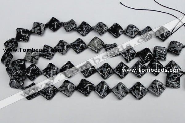 CTW35 15.5 inches 15*15mm twisted diamond snowflake obsidian beads