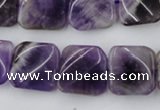 CTW351 15.5 inches 16*16mm twisted square dogtooth amethyst beads