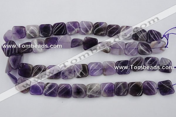 CTW351 15.5 inches 16*16mm twisted square dogtooth amethyst beads