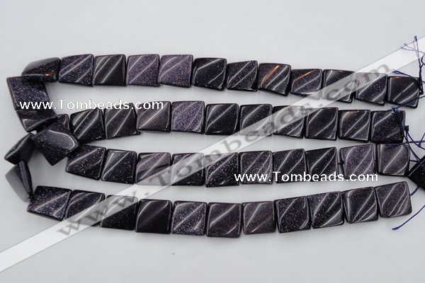 CTW352 15.5 inches 16*16mm twisted square blue goldstone beads