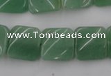 CTW354 15.5 inches 16*16mm twisted square green aventurine beads