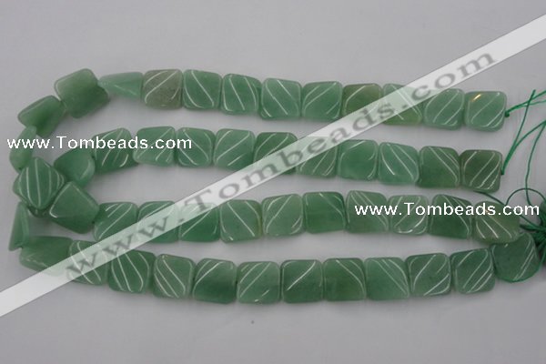 CTW354 15.5 inches 16*16mm twisted square green aventurine beads