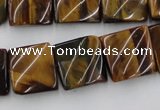 CTW356 15.5 inches 16*16mm twisted square yellow tiger eye beads