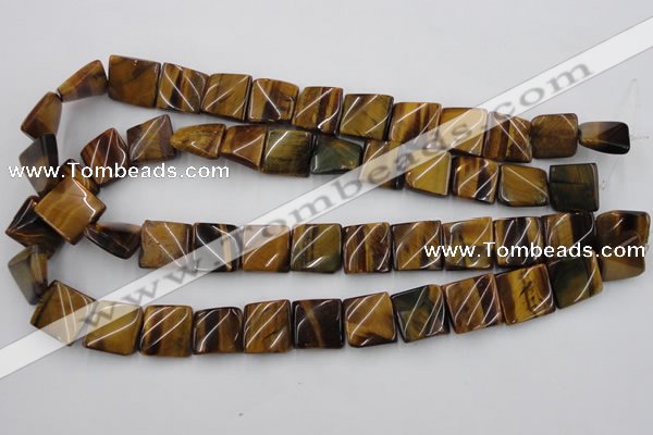 CTW356 15.5 inches 16*16mm twisted square yellow tiger eye beads