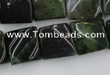 CTW359 15.5 inches 16*16mm twisted square moss agate beads