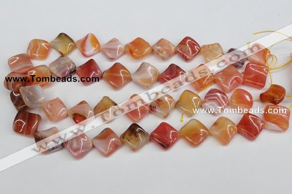 CTW36 15.5 inches 15*15mm twisted diamond agate gemstone beads