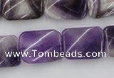 CTW372 15.5 inches 15*20mm twisted rectangle dogtooth amethyst beads