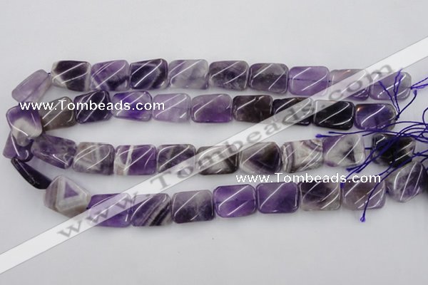 CTW372 15.5 inches 15*20mm twisted rectangle dogtooth amethyst beads