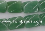 CTW373 15.5 inches 15*20mm twisted rectangle green aventurine beads