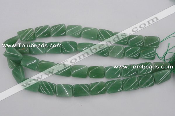 CTW373 15.5 inches 15*20mm twisted rectangle green aventurine beads