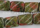 CTW374 15.5 inches 15*20mm twisted rectangle unakite gemstone beads