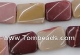 CTW375 15.5 inches 15*20mm twisted rectangle mookaite gemstone beads