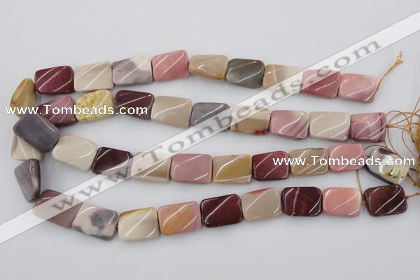 CTW375 15.5 inches 15*20mm twisted rectangle mookaite gemstone beads