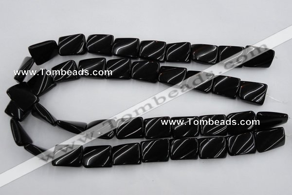 CTW377 15.5 inches 15*20mm twisted rectangle black agate beads