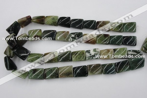 CTW378 15.5 inches 15*20mm twisted rectangle moss agate beads