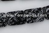 CTW379 15.5 inches 15*20mm twisted rectangle snowflake obsidian beads