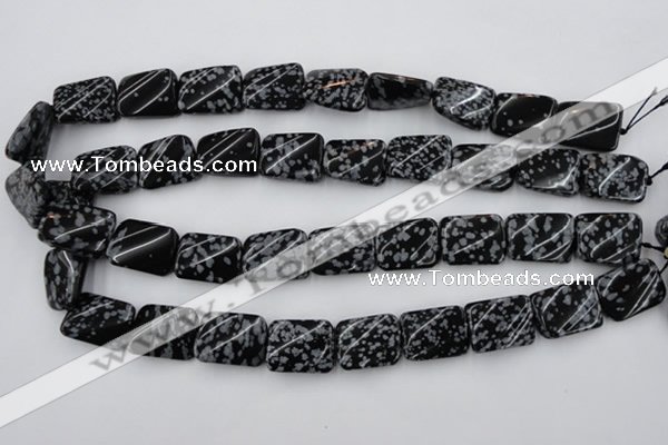 CTW379 15.5 inches 15*20mm twisted rectangle snowflake obsidian beads