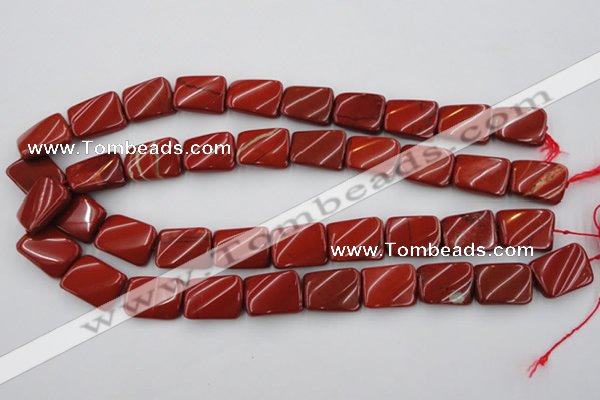 CTW382 15.5 inches 15*20mm twisted rectangle red jasper beads