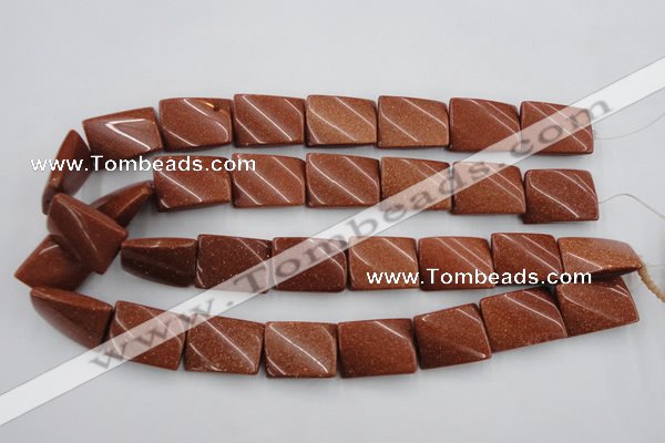 CTW390 15.5 inches 18*25mm twisted rectangle goldstone beads