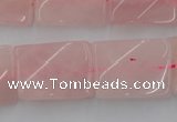 CTW391 15.5 inches 18*25mm twisted rectangle rose quartz beads