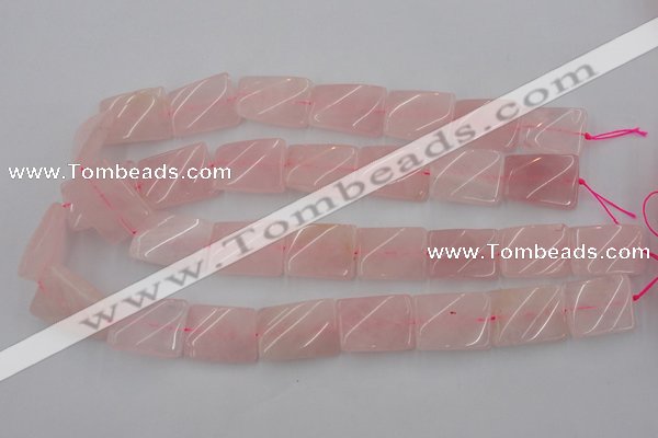 CTW391 15.5 inches 18*25mm twisted rectangle rose quartz beads