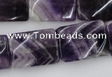 CTW392 15.5 inches 18*25mm twisted rectangle dogtooth amethyst beads